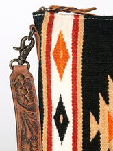 Load image into Gallery viewer, Western Purse, Concealed Carry Purse, Hand Tooled Leather Strap, Aztec Purse, Southwest Saddle Blanket, Genuine Leather, American Darling
