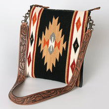 Load image into Gallery viewer, Western Purse, Concealed Carry Purse, Hand Tooled Leather Strap, Aztec Purse, Southwest Saddle Blanket, Genuine Leather, American Darling
