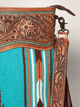 Load image into Gallery viewer, Western Purse, Cowhide Purse, Hand Tooled Leather Purse, Cowhide Purse, Concealed Carry Purse, Saddle Blanket, Leather Fringe
