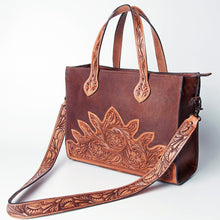 Load image into Gallery viewer, Western Hand Tooled Leather Purse, Concealed Carry Purse, Cowhide Purse, Saddle Blanket Bag, Genuine Cowhide, Western Purse, Leather Fringe
