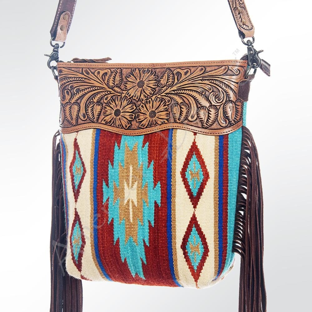 Western Purse, Tooled Leather Purse, Conceal Carry Purse, Cowhide Purse, American Darling Purse, Western Crossbody Purse, Leather Fringe