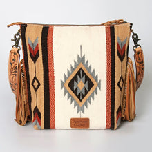 Load image into Gallery viewer, Western Hand Tooled Leather Purse, Concealed Carry Purse, Cowhide Purse, Saddle Blanket Bag, Genuine Cowhide, Western Purse, Leather Fringe
