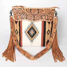 Load image into Gallery viewer, Western Hand Tooled Leather Purse, Concealed Carry Purse, Cowhide Purse, Saddle Blanket Bag, Genuine Cowhide, Western Purse, Leather Fringe
