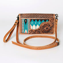 Load image into Gallery viewer, Western Hand Tooled Leather Purse, Concealed Carry Purse, Cowhide Purse, Saddle Blanket Bag, Genuine Cowhide, Western Wallet, Leather Fringe
