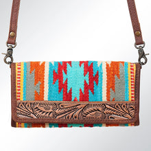 Load image into Gallery viewer, Western Hand Tooled Leather Purse, Concealed Carry Purse, Cowhide Purse, Saddle Blanket Bag, Genuine Cowhide, Western Wallet, Leather Fringe
