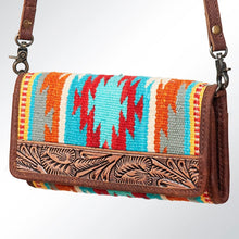 Load image into Gallery viewer, Western Hand Tooled Leather Purse, Concealed Carry Purse, Cowhide Purse, Saddle Blanket Bag, Genuine Cowhide, Western Wallet, Leather Fringe
