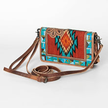 Load image into Gallery viewer, Western Hand Tooled Leather Purse, Concealed Carry Purse, Cowhide Purse, Saddle Blanket Bag, Genuine Cowhide, Western Wallet, Leather Fringe
