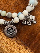 Load image into Gallery viewer, Amazonite bracelet, Elephant charm bracelet, natural stone bracelet, crystal bracelet, gemstone bead bracelet, inner peace bracelet
