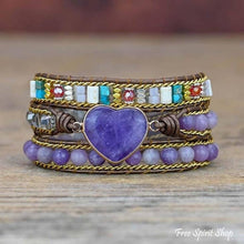 Load image into Gallery viewer, Amethyst bracelet, charm bracelet, natural stone bracelet, crystal bracelet, gemstone bead bracelet, inner peace bracelet, Wrap Bracelet
