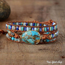 Load image into Gallery viewer, Jasper bracelet, Earthy bracelet, boho style jewelry, boho wrap bracelet, natural stone bracelet, crystal bracelet, handmade wrap bracelet
