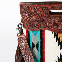 Load image into Gallery viewer, Western Hand Tooled Leather Purse, Concealed Carry Purse, Cowhide Purse, Saddle Blanket Bag, Genuine Cowhide, Western Purse, Leather Fringe
