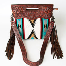 Load image into Gallery viewer, Western Hand Tooled Leather Purse, Concealed Carry Purse, Cowhide Purse, Saddle Blanket Bag, Genuine Cowhide, Western Purse, Leather Fringe
