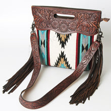 Load image into Gallery viewer, Western Hand Tooled Leather Purse, Concealed Carry Purse, Cowhide Purse, Saddle Blanket Bag, Genuine Cowhide, Western Purse, Leather Fringe
