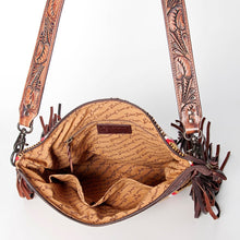 Load image into Gallery viewer, Western Hand Tooled Leather Purse, Cowhide Purse, Concealed Carry Purse, American Darling, Genuine Cowhide, Western Purse, Leather Fringe
