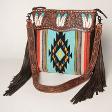 Load image into Gallery viewer, Western Hand Tooled Leather Purse, Cowhide Purse, Concealed Carry Purse, American Darling, Genuine Cowhide, Western Purse, Leather Fringe
