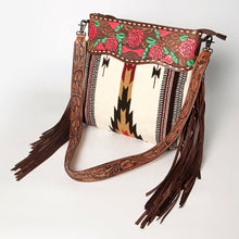 Load image into Gallery viewer, Western Hand Tooled Leather Purse, Cowhide Purse, Concealed Carry Purse, American Darling, Genuine Cowhide, Western Purse, Leather Fringe
