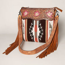 Load image into Gallery viewer, Western Hand Tooled Leather Purse, Cowhide Purse, Concealed Carry Purse, American Darling, Genuine Cowhide, Western Purse, Leather Fringe
