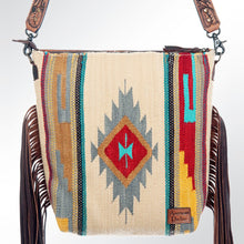 Load image into Gallery viewer, Western Hand Tooled Leather Purse, Cowhide Purse Crossbody bag, Saddle Blanket Bag, Genuine Cowhide, Western Purse, Leather Fringe
