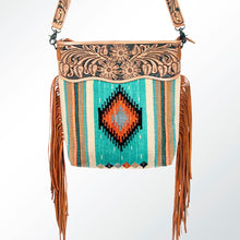 Load image into Gallery viewer, Western Hand Tooled Leather Purse, Cowhide Purse Crossbody bag, Saddle Blanket Bag, Genuine Cowhide, Western Purse, Leather Fringe
