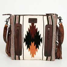 Load image into Gallery viewer, Western Hand Tooled Leather Purse, Concealed Carry Purse, Cowhide Purse, Saddle Blanket Bag, Genuine Cowhide, Western Purse, Leather Fringe
