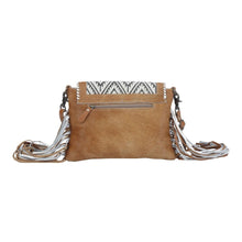 Load image into Gallery viewer, Myra Bag, Western Hand Tooled Leather Purse, Genuine Cowhide Purse, Leather Purse Boho Chic, Leather Fringe, Aztec Design
