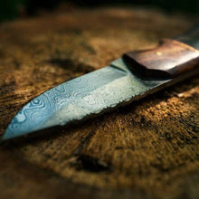 Load image into Gallery viewer, Damascus Fixed Blade Knife, Damascus Steel Hunting knife, Damascus Skinner Knife, Rosewood Handle, Damascus Steel Knife, Camping Knife
