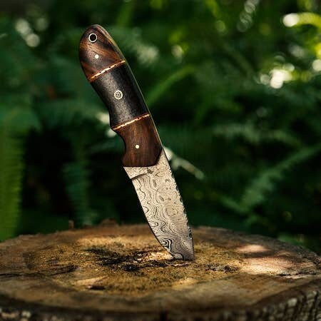 Damascus Fixed Blade Knife, Damascus Steel Hunting knife, Damascus Skinner Knife, Rosewood Handle, Damascus Steel Knife, Camping Knife