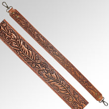 Load image into Gallery viewer, Western Hand Tooled Leather Purse Strap, Cowhide Purse Strap, American Darling Leather Purse Strap, Genuine Cowhide Strap
