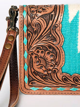 Load image into Gallery viewer, Western Hand Tooled Leather Wallet Purse, Leather Crossbody Purse, Genuine Leather Bag, Genuine Cowhide Bag, Western Purse, Luxury Wallet
