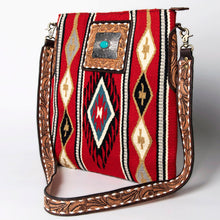 Load image into Gallery viewer, Western Hand Tooled Leather Purse, Concealed Carry Purse, Cowhide Purse, Saddle Blanket Bag, Genuine Cowhide, Western Purse, Leather Fringe
