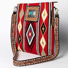 Load image into Gallery viewer, Western Hand Tooled Leather Purse, Concealed Carry Purse, Cowhide Purse, Saddle Blanket Bag, Genuine Cowhide, Western Purse, Leather Fringe
