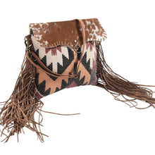 Load image into Gallery viewer, Western Purse, Leather Womens Purse, Cowhide Purse, Upcycled Canvas Purse, Leather Fringe Purse, American Darling Purse, Leather Purse
