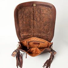 Load image into Gallery viewer, Western Hand Tooled Leather Purse, Cowhide Purse, Concealed Carry Purse, American Darling, Genuine Cowhide, Western Purse, Leather Fringe
