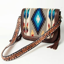 Load image into Gallery viewer, Western Hand Tooled Leather Purse, Cowhide Purse, Concealed Carry Purse, American Darling, Genuine Cowhide, Western Purse, Leather Fringe
