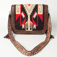 Load image into Gallery viewer, Western Hand Tooled Leather Purse, Cowhide Purse, Concealed Carry Purse, American Darling, Genuine Cowhide, Western Purse, Leather Fringe
