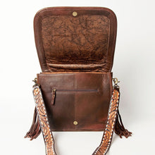 Load image into Gallery viewer, Western Hand Tooled Leather Purse, Cowhide Purse, Concealed Carry Purse, American Darling, Genuine Cowhide, Western Purse, Leather Fringe
