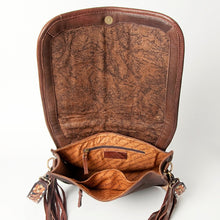 Load image into Gallery viewer, Western Hand Tooled Leather Purse, Cowhide Purse, Concealed Carry Purse, American Darling, Genuine Cowhide, Western Purse, Leather Fringe
