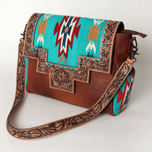 Load image into Gallery viewer, Western Hand Tooled Leather Purse, Concealed Carry Purse, Cowhide Purse, Saddle Blanket Bag, Genuine Cowhide, Western Purse, Leather Fringe
