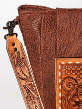 Load image into Gallery viewer, Western Hand Tooled Leather Purse, Concealed Carry Purse, Cowhide Purse, Saddle Blanket Bag, Genuine Cowhide, Western Purse, Leather Fringe
