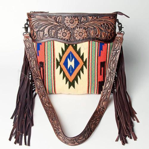 Western Hand Tooled Leather Purse, Conceal Carry Purse, Cowhide Purse, American Darling Bag, Western Crossbody Purse, Leather Fringe