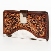 Load image into Gallery viewer, Western Hand Tooled Leather Wallet Purse, Leather Crossbody Purse, Genuine Leather Bag, Genuine Cowhide Bag, Western Purse, Luxury Wallet
