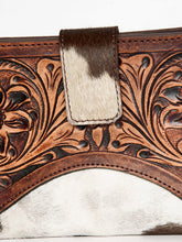 Load image into Gallery viewer, Western Hand Tooled Leather Wallet Purse, Leather Crossbody Purse, Genuine Leather Bag, Genuine Cowhide Bag, Western Purse, Luxury Wallet
