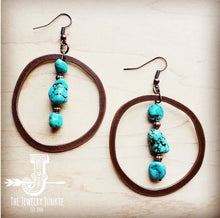 Load image into Gallery viewer, Copper Turquoise Chunk Earrings, Western Earrings, Southwestern Style Earrings, Boho Earrings, Native Earrings, Dangle Earrings
