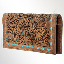 Load image into Gallery viewer, Western Hand Tooled Leather Wallet Purse, Leather Crossbody Purse, Genuine Leather Bag, Genuine Cowhide Bag, Western Purse, Luxury Wallet
