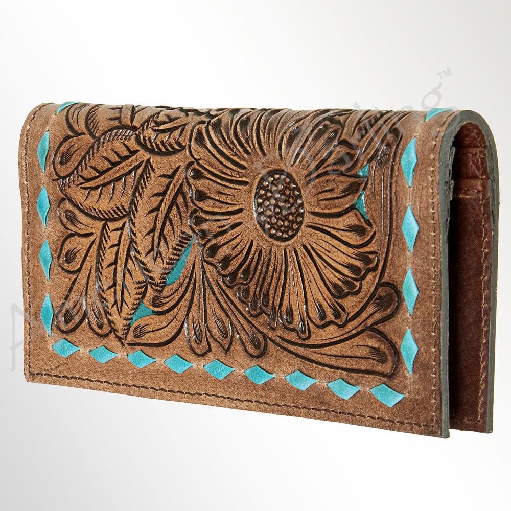 Western Hand Tooled Leather Wallet Purse, Leather Crossbody Purse, Genuine Leather Bag, Genuine Cowhide Bag, Western Purse, Luxury Wallet