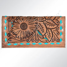 Load image into Gallery viewer, Western Hand Tooled Leather Wallet Purse, Leather Crossbody Purse, Genuine Leather Bag, Genuine Cowhide Bag, Western Purse, Luxury Wallet
