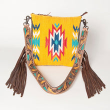 Load image into Gallery viewer, Western Hand Tooled Leather Purse, Concealed Carry Purse, Cowhide Purse, Saddle Blanket Bag, Genuine Cowhide, Western Purse, Leather Fringe
