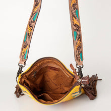 Load image into Gallery viewer, Western Hand Tooled Leather Purse, Concealed Carry Purse, Cowhide Purse, Saddle Blanket Bag, Genuine Cowhide, Western Purse, Leather Fringe
