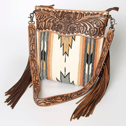 Western Hand Tooled Leather Purse, Concealed Carry Purse, Cowhide Purse, Saddle Blanket Bag, Genuine Cowhide, Western Purse, Leather Fringe