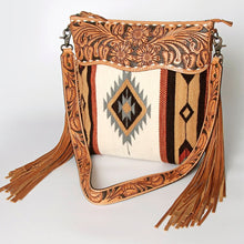 Load image into Gallery viewer, Western Hand Tooled Leather Purse, Concealed Carry Purse, Cowhide Purse, Saddle Blanket Bag, Genuine Cowhide, Western Purse, Leather Fringe
